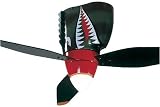 Craftmade Ceiling Fans Warbirds Tiger Shark Model WB348TS in Black Red Silver. Indoor fan.