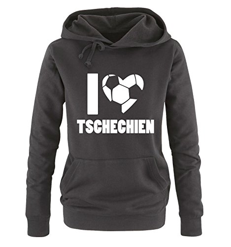 I LOVE TSCHECHIEN – Damen Hoodie – Schwarz / Weiss Gr. S