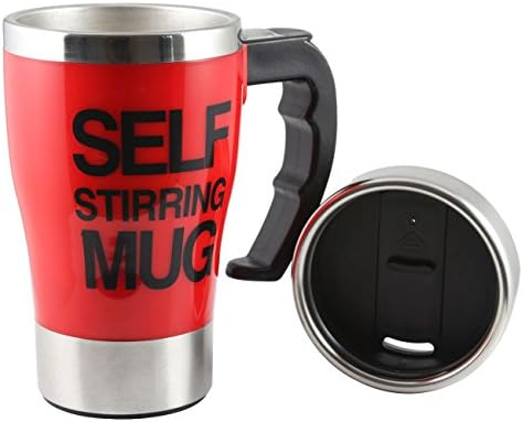 Coffee Mug Stainless Lazy Self Stirring Mug Auto Mixing Tea Coffee Cup Office Home Gift New Travel Mug (Red)