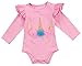stylesilove Infant Baby Girl Unicorn 3D Ruffle Shoulder Long Sleeve Cotton Bodysuit (80/6-12 Months, Pink)
