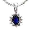 14K White Gold Sapphire and Diamond Pendant