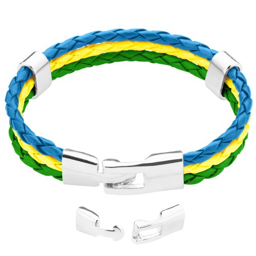 Taffstyle® Stylisches Armband PU Lederarmband Kordelarmband Fanartikel Fussball Weltmeisterschaft 2014 WM & EM Länder Style geflochten – Brasilien – 19cm
