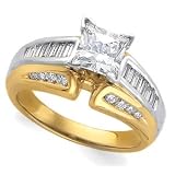 14K Two-Tone Gold Diamond Engagement Ring Semimount - 0.75 Ct.