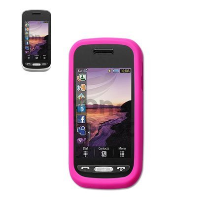 Fashionable Silicone Protector Skin Cover Case Samsung A887 HOT PINK with Screen Protector AT&T
