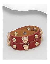 Brown Tiger Leather Bracelet In White Base