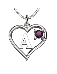 Sterling Silver Alexandrite June Heart Pendant Alphabet Letters Necklace 18 Inch