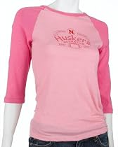 5th & Ocean University Of Nebraska Corn Huskers Ladies Heather Jersey 3/4 Sleeve Crew