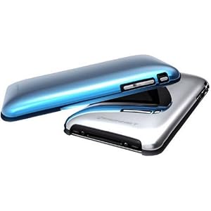 Konnet Shine Metallic iPhone 3G, 3G S Slim, Anti-scratch, metal like finishing and free from interference case, with mirror screen protection film, protector (Two-in-One pack: Silver, Blue)