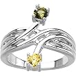 14K White Gold Peridot and Citrine Ring