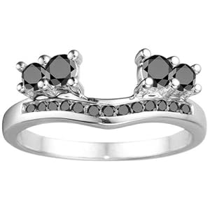 Sterling Silver Engagement Ring Wrap (0.34 crt. Black Cubic Zirconia).