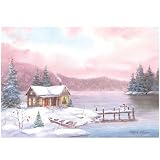 Snowy Holiday Evening Christmas Greeting Cards