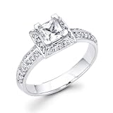 14K White Gold Princess Cut Diamond Engagement Ring with Side Stone (5/8 ctw., GH, SI) - Size 6.5