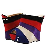 Yang Rainbow Colorblock Peep Toe Wedge Heels BLACK