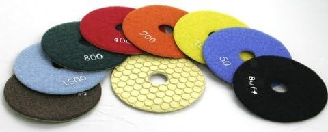 4' Diamond Polishing DRY pad 7 piece set 50-3000 grit