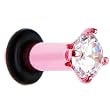 8 Gauge Cz Pink Electro Titanium Tunnel Plug