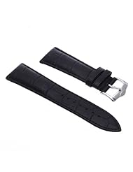 24mm Unisex Genuine Leather Watch Band Strap Bracelet Black Fashion