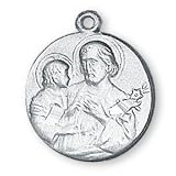 Fine Pewter Saint Joseph Medal and 18-inch Chain