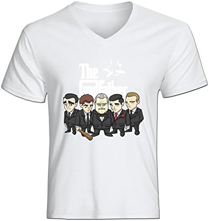 ThaiJi Men's The Godfather Logo V-Neck Shirt XXL White