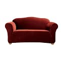 Casual Home Stretch Ribbed Loveseat Slipcover - Garnet