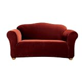 Casual Home Stretch Ribbed Loveseat Slipcover - Garnet