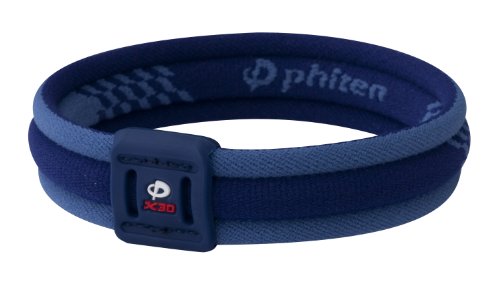 Phiten Titanium Bracelet X30 Edge, Navy / Blue, 7.5 Inch