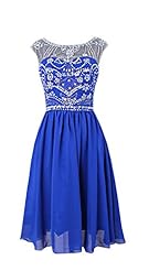 Sexy Chiffon Cocktail Crystals Crystal Sheer Homecoming Dress 