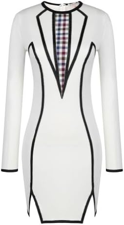 Sumous Women's Sexy Long Sleeve Round Neck Ladies Bodycon Dresses