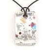Rectangle Silver Foil Pendant - Camilla Blue/Purple Style2 Rectangle Silver Foil Pendant - Camilla Blue/Purple Style2