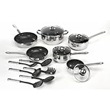 ExcelSteel 18-Piece Stainless Cookware with Non Stick Coating and Encapsulated Base