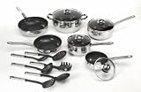 ExcelSteel 18-Piece Stainless Cookware with Non Stick Coating and Encapsulated Base