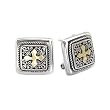 925 Silver Square Celtic Cross Earrings with 18k Gold Accents