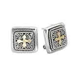 925 Silver Square Celtic Cross Earrings with 18k Gold Accents