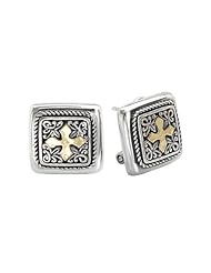 925 Silver Square Celtic Cross Earrings with 18k Gold Accents