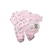 Baby Girls Pink Animal Design 5 Piece Gift Set (Babygro, Bib, Vest, Mittens, Hat) (0-3 Months) (Pink)