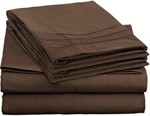 Signature 1800 Collection Ultra-soft Feel Cotton Touch Deluxe 4 Piece Sheet Set with BONUS 2 Pillowcases, King Size, Dark Brown