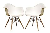 Set of 2 Plastic Patio Dining Chairs - White Finish