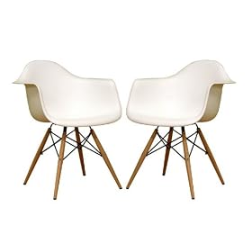 Set of 2 Plastic Patio Dining Chairs - White Finish by Baxton Furniture Studios