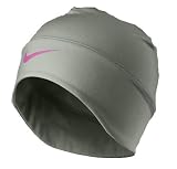 Nike lightweight running beanie skull cap with ponytail opening Gray Pink