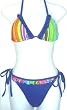 Juniors Ruffle Bikini Swimsuit with Triangle Top - Purple/Stripe