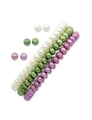 SS 6-7mm Green/Lavender/White Freshwater Cult. Pearl Bracelet/Earring Set