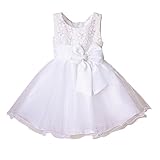 Pettigirlベビードレス お姫様フォーマルワンピース ホワイト フラワードレス 結婚式 演奏会 7才 [並行輸入品]