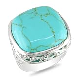 Sterling Silver Cushion Shaped Turquoise Gemstone Cocktail Ring