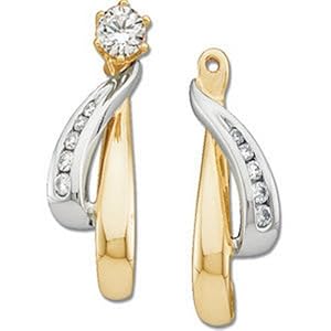 IceCarats Designer Jewelry 14K Yellow White Gold 1/6 Ctw Diamond Earring Jacket. Pair 1/6 Ct Tw