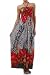 FOZebraRose84A-7931 Rose and Zebra Graphic Print Beaded Halter Smocked Bodice Maxi / Long Dress - Red / Large