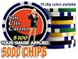 Custom Poker Chips: Put your image, Promotional Logo, or Design on a chip - 5,000 Full Color 11.5 gram poker chips Custom Poker Chips: Put your image, Promotional Logo, or Design on a chip - 5,000 Full Color 11.5 gram poker chips