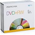 Memorex MEM05509 DVD plus RW 4.7GB Slim 4x Discs, 10 Pack