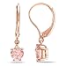 Pink Silver 1 CT TGW Morganite 0.02 CT TDW Diamond Heart Dangle Earrings (G-H, I2-I3)