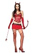 Sexy Red Devil Corset Costume Bustier Rhinestones Adult Halloween Costumes
