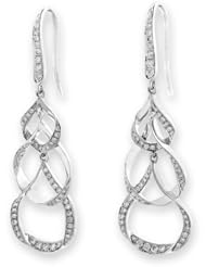 (X1000Diamond) 18K/750 White Gold Pear Shape with Diamond Dangling Earring (0.44cttw, G-H Color, VS2-SI1 Clarity)