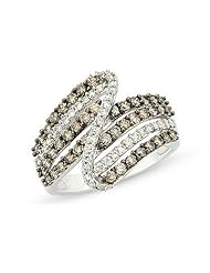 1 Carat Brown and White Diamond 14K White Gold Ring